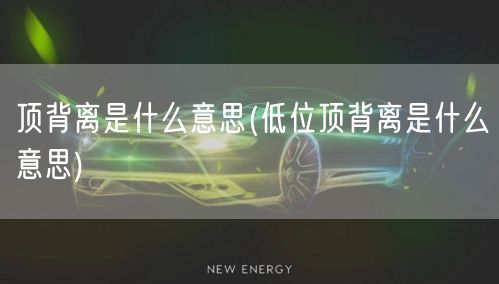 顶背离是什么意思(低位顶背离是什么意思)