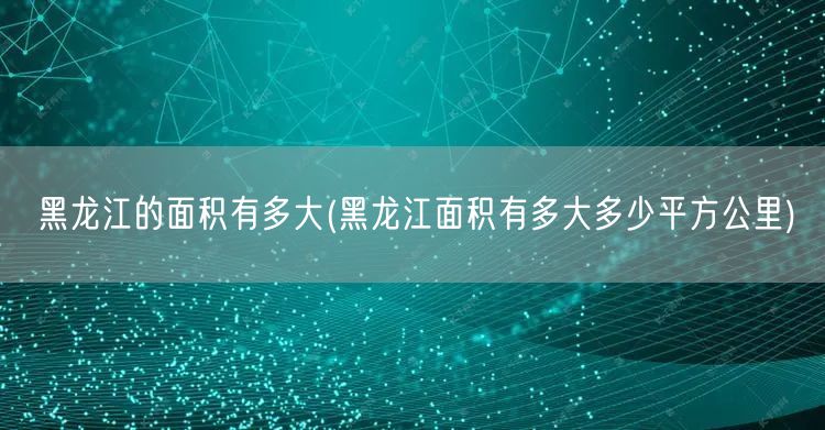 黑龙江的面积有多大(黑龙江面积有多大多少平方公里)