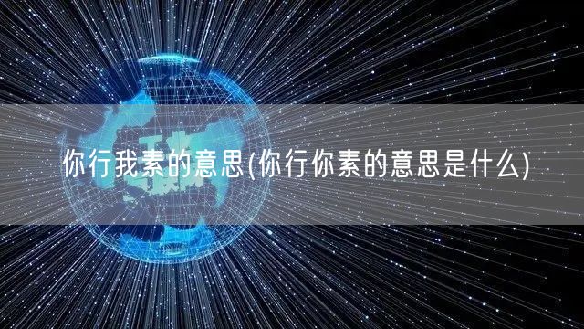 你行我素的意思(你行你素的意思是什么)