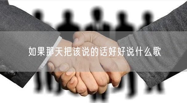 如果那天把该说的话好好说什么歌